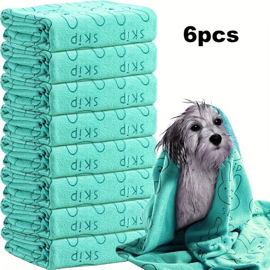 Dog Towels for Bathing Set of 6 - Quick-Dry Microfiber Dog Bath Towels, Super Absorbent Polyester Grooming Towel for Small Medium Large Breeds, Soft Pet Drying Towel Multi-Pack