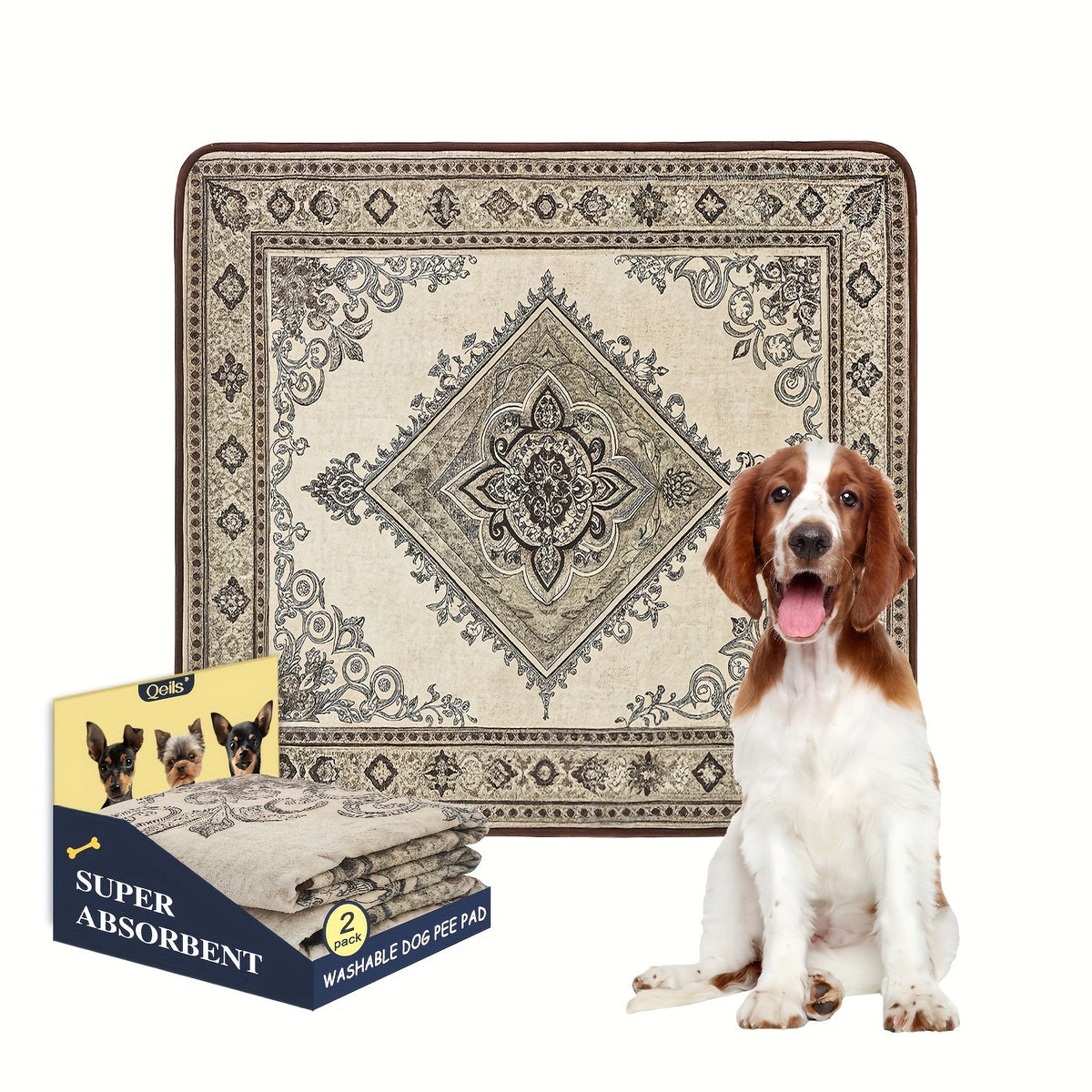 Washable Dog Pee Pads Reusable Puppy Training Pads Super Absorbent Heavy Duty Leakproof Non-Slip Pet Pads for Floor Crate Couch Whelping Multiple Sizes & Patterns Machine Washable