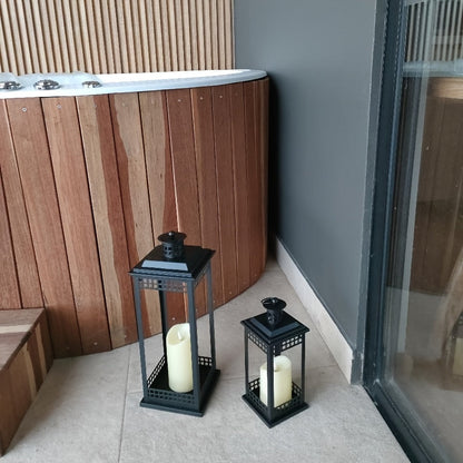 2-Pack Square Hollow Floor Candle Holders - Matte Black - Wedding, Church, Christmas, Halloween & Valentine's Day Decor (Candle Not Included)