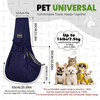 Pet Sling Carrier Bag for Cats & Dogs up to 14 lbs - Small Dog Cat Crossbody Shoulder Bag with Zipper Pocket - Hands-Free Outdoor Travel Pet Carrier Sling for Cats Dogs - Halloween Christmas Pet Gift