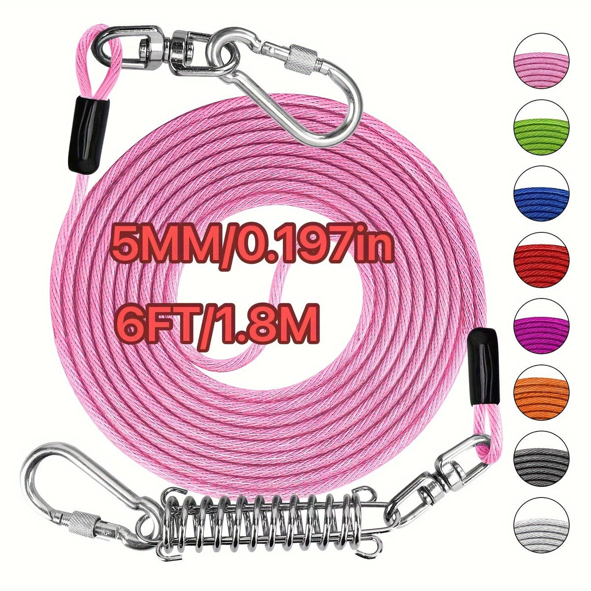 Heavy Duty Dog Leash 6 10 15 30 50 75 100 Feet Long Training Tie Out Cable for Large Dogs Up to 500 lbs Durable Bite-Resistant Yard Running Rope Lead
