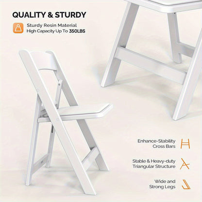 Resin Folding Chairs with Cushioned Seats – Foldable Plastic Padded Chair for Indoor Outdoor Events Weddings BBQ Camping Patio in White & Black (Set of 1 2 4 or 8)