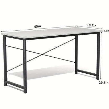 Computer Office Desk with Storage Bag & Headphone Hook 47 / 55 / 63 In Writing Gaming & Study Table for Small Spaces Home & Bedroom – Black White & Rust