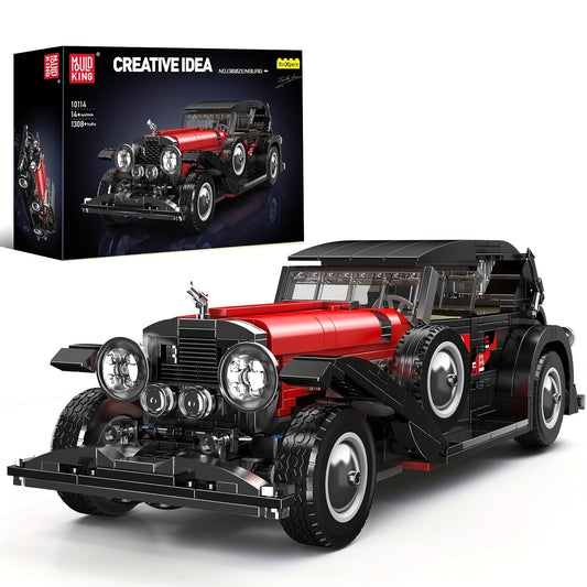 Mould King 10114 MOC Vintage Classic Car Building Kit – 1308 Pieces Model Building Blocks Set – Compatible Collectible Display Gift for Adults & Enthusiasts