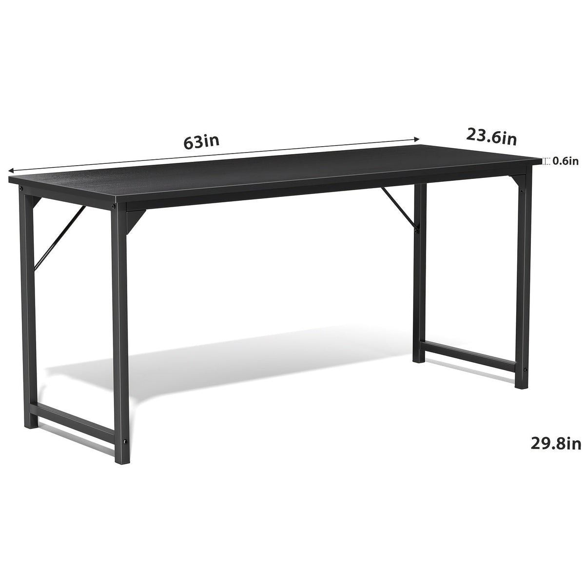 Computer Office Desk with Storage Bag & Headphone Hook 47 / 55 / 63 In Writing Gaming & Study Table for Small Spaces Home & Bedroom – Black White & Rust