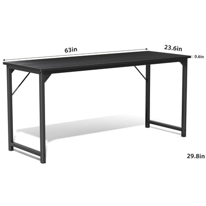 Computer Office Desk with Storage Bag & Headphone Hook 47 / 55 / 63 In Writing Gaming & Study Table for Small Spaces Home & Bedroom – Black White & Rust