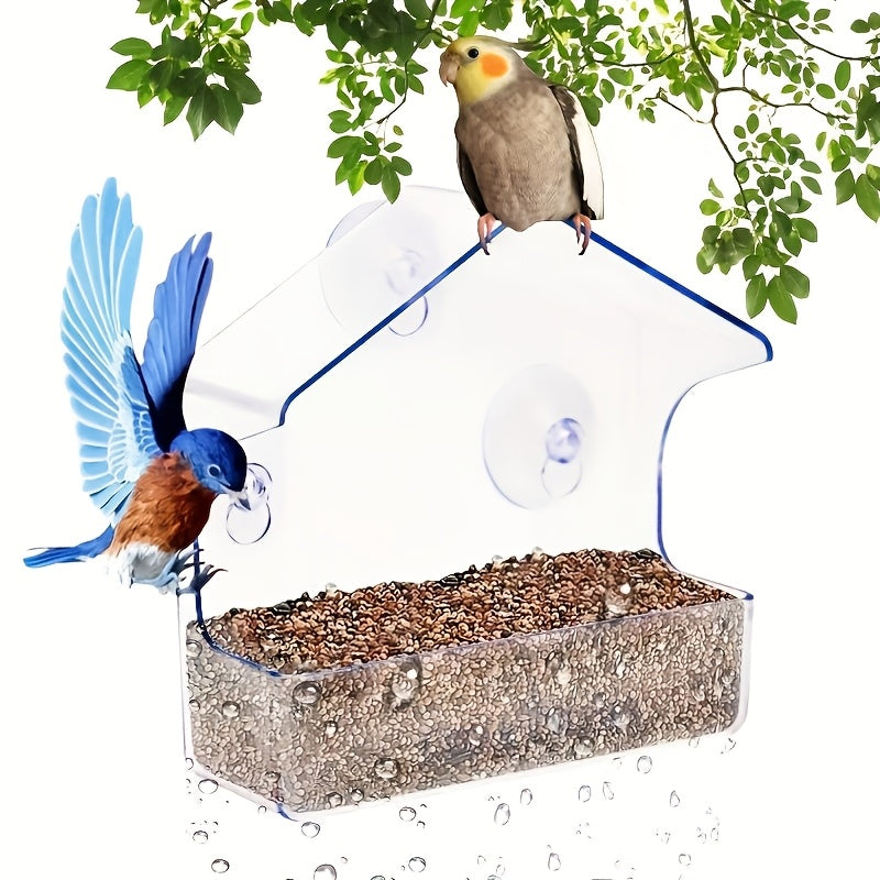 Acrylic Transparent Wall Mounted Bird Feeder Suction Cup Adsorption Window Bird Feeder for Wild Birds Hummingbirds – Clear View Outdoor Bird Watching Feeding Station