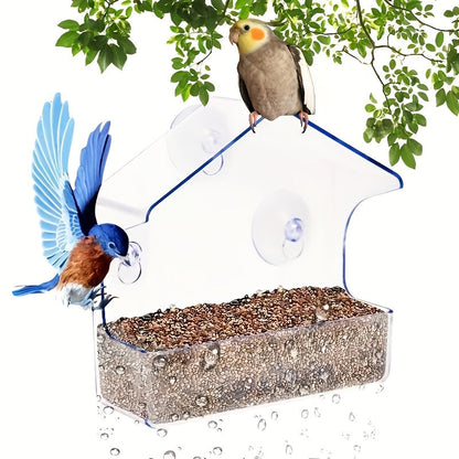 Acrylic Transparent Wall Mounted Bird Feeder Suction Cup Adsorption Window Bird Feeder for Wild Birds Hummingbirds – Clear View Outdoor Bird Watching Feeding Station