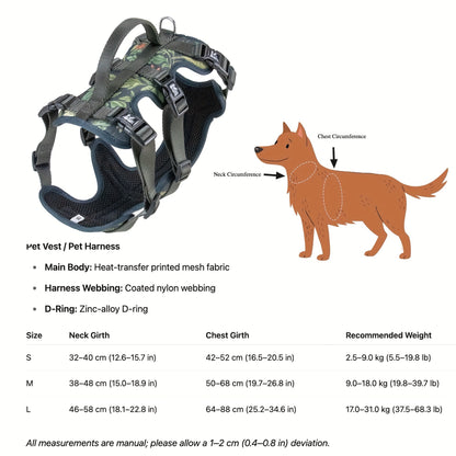 Adjustable Dog Harness Leash Collar – Breathable Soft Pet Walking Gear for Small to Large Breeds, S M L Sizes, Choose Harness / Collar / Leash / Bib Individually, Outdoor Safety Walking Equipment