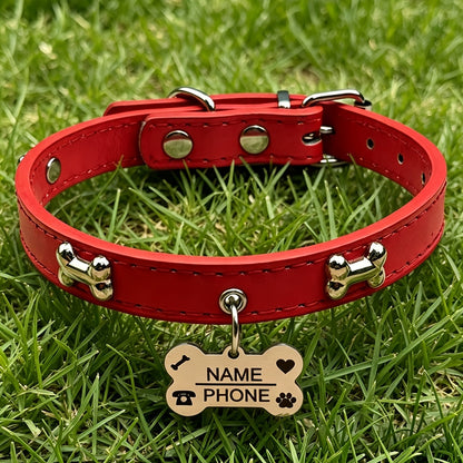 Custom Engraved Dog Collar with Free Personalized ID Tag Adjustable Anti-Lost Pet Collar for Small Medium Dogs and Cats Durable Premium Material