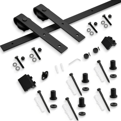 Sliding Barn Door Hardware Kit 6.6 FT Heavy Duty Carbon Steel Track – Quiet Gliding Complete Kit for Single Wood Doors 36"-40" Wide