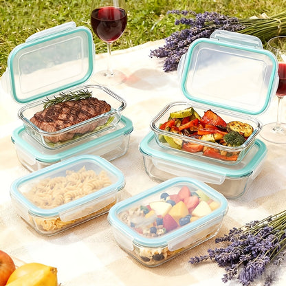 Glass Food Storage Containers Set with Lids – 24 or 16 Piece Airtight Meal Prep Containers, Microwave Oven Freezer Safe, BPA-Free, Perfect for Salads Fruits Vegetables Lunch Box Picnic