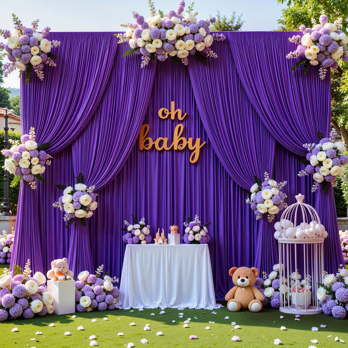 4-Pack 5×10 ft Polyester Spandex Backdrop Curtains with Pole Bags – Wrinkle-Resistant Photography Background for Wedding Birthday Banquet & Party in 15 Colors