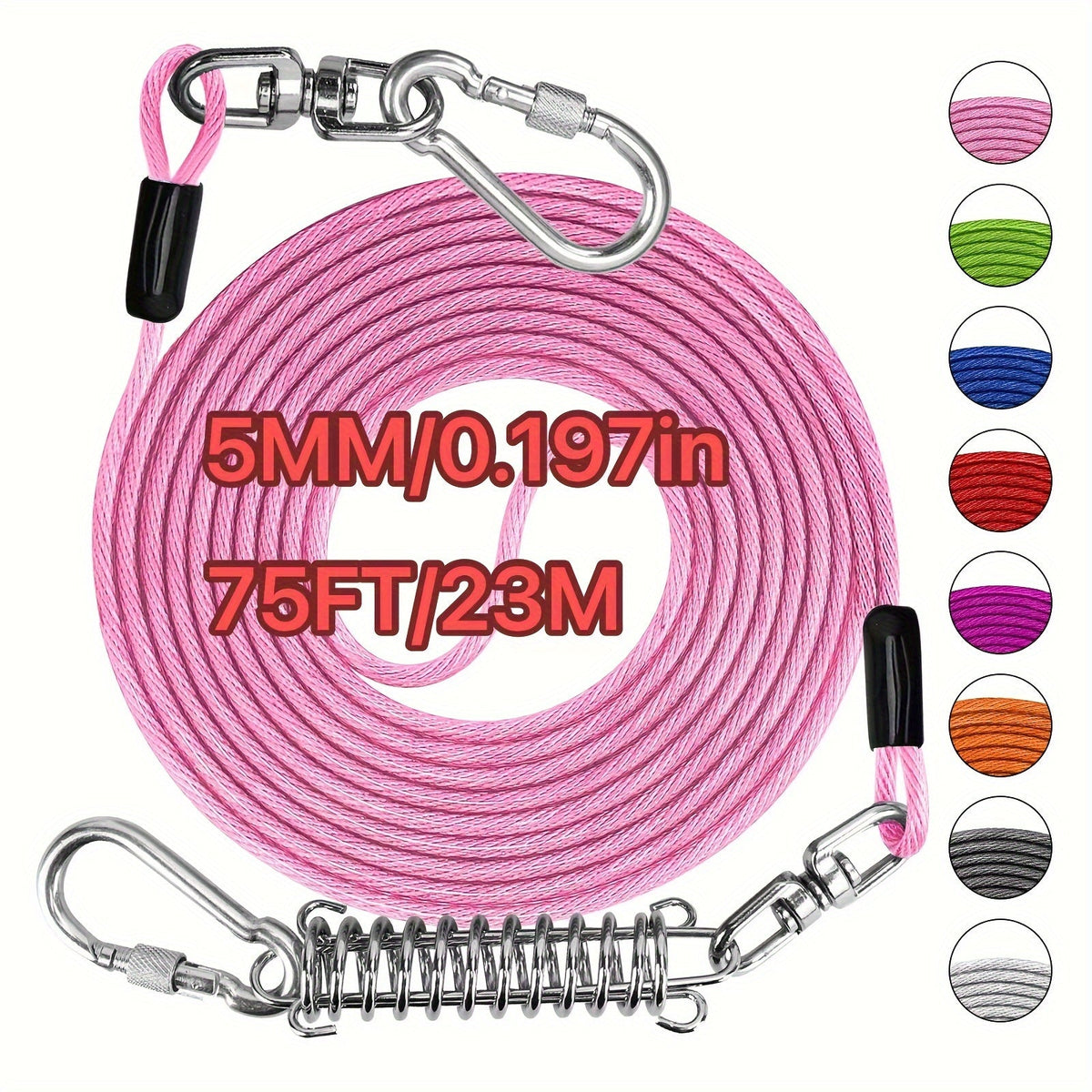 Heavy Duty Dog Leash 6 10 15 30 50 75 100 Feet Long Training Tie Out Cable for Large Dogs Up to 500 lbs Durable Bite-Resistant Yard Running Rope Lead