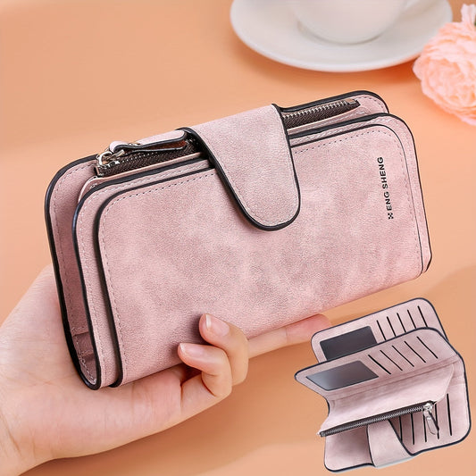 Retro Minimalist Short Wallet - Multi-Card Slots, Solid Color Clutch & Credit Card Case - 16 Colors: Purple, Black, Pink, Blue, Brown, Red, Gray & More