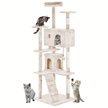 Multi-Level Cat Tree Tower with Scratching Post – Indoor Kitten Activity Center Playhouse, Easy to Assemble, Available in 22"/54"/60"/70" Heights & 7 Colors, Perfect Cat Gift