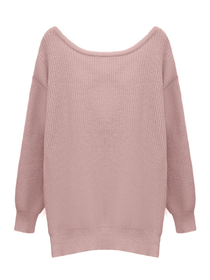Women's Cross-Back Cutout Knit Dress Y2K Style Hollow Out Bodycon Pink Solid Color Fall Winter XS S M L XL XXL