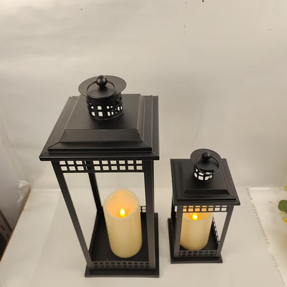 2-Pack Square Hollow Floor Candle Holders - Matte Black - Wedding, Church, Christmas, Halloween & Valentine's Day Decor (Candle Not Included)