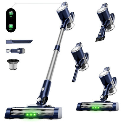 Wired & Wireless Cordless Stick Vacuum Cleaner - 55–70 KPa, 3-Speed, 45-Min Battery, Detachable Battery, LED Floor Brush - Pet Hair, Carpet & Hard Floor - Lightweight Handheld