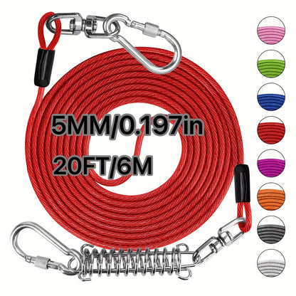 Heavy Duty Dog Leash 6 10 15 30 50 75 100 Feet Long Training Tie Out Cable for Large Dogs Up to 500 lbs Durable Bite-Resistant Yard Running Rope Lead