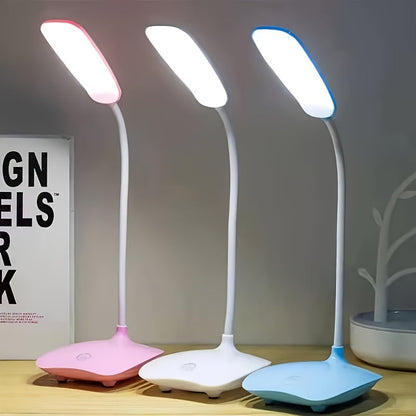 Foldable LED Desk Lamp - Portable, 3-Level Dimming, USB Charging & Touch Switch - 400mAh Battery - Writing, Office & Room Decor - White, Blue & Pink