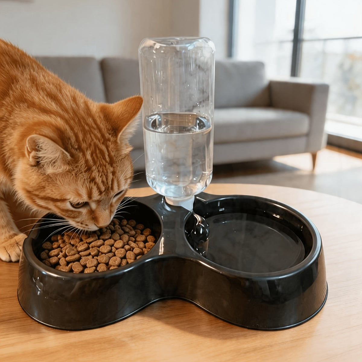 Tilted Anti-Slip Pet Feeder and Waterer Bowl Set - Ergonomic Tilt Design for Cats & Dogs, No Battery Required, Promotes Healthy Eating Posture, Easy-Clean Feeding & Drinking Station for Indoor Pets