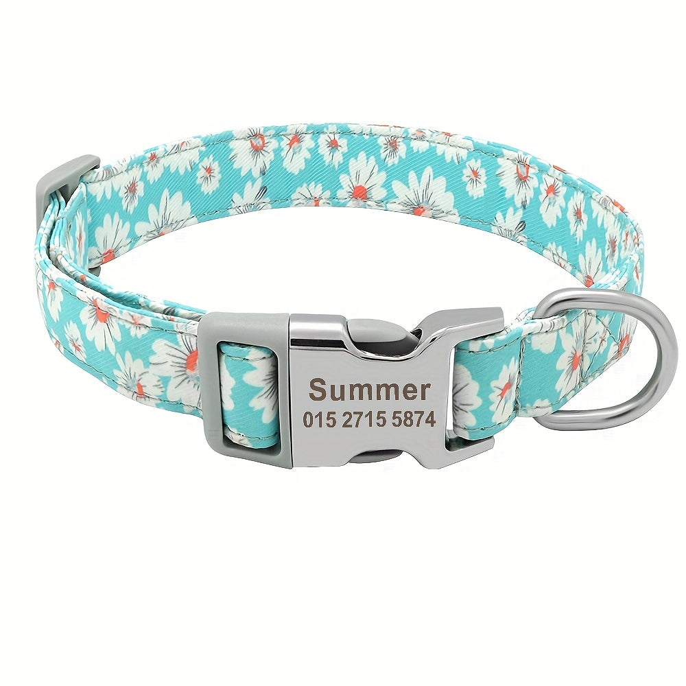 Custom Engraved & Printed Nylon Dog Collar with Name & Phone ID – Personalized Pet Collar for Puppies, Cats & Small to Large Dogs, Sizes S M L, 7 Vibrant Colors