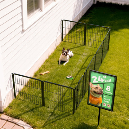 FXW Dog Playpen Heavy Duty Metal Pet Fence with Gate – 8/16/24/32/48 Panels, 24/32/40 Inch Height, Indoor & Outdoor Exercise Pen for Large Medium Small Dogs, Portable Yard Garden RV Camping Enclosure