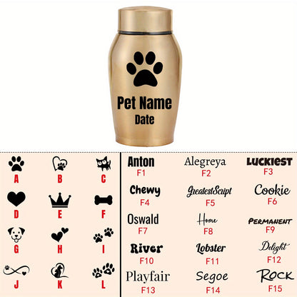 Personalized Pet Cremation Urn for Dog & Cat Ashes - Custom Name Engraved Stainless Steel Memorial Urn, 2 Sizes & 5 Colors, Lasting Tribute Keepsake Urn for Beloved Pets
