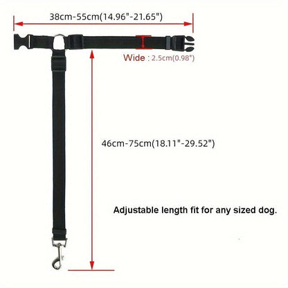 Adjustable Pet Car Seat Belt with 2-in-1 Nylon Leash - Universal Rear Seat Safety Belt for Dogs & Cats, Prevents Distraction & Window Falls During Car Travel, Secure Pet Vehicle Restraint for All Breeds