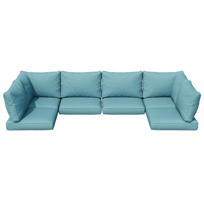 9 or 14 Piece Outdoor Replacement Cushions for L-Shaped Sectional Sofa Deep Seat Water-Repellent High-Resilience Foam Patio Furniture Cushion Set 4 6 Seat Wicker Couch