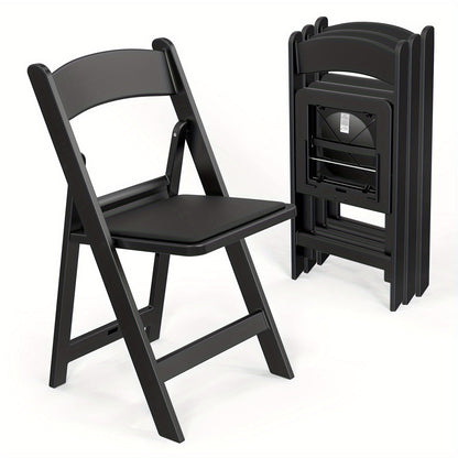 Resin Folding Chairs with Cushioned Seats – Foldable Plastic Padded Chair for Indoor Outdoor Events Weddings BBQ Camping Patio in White & Black (Set of 1 2 4 or 8)