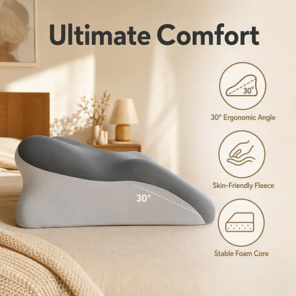 Upgraded Ergonomic Wavy Bolster Pillow – Soft & Skin-Friendly, Neck Support for Reading in Bed, Stomach Sleeping & Relaxation, High-Density Durable Cushion, Gray – Nova Mart