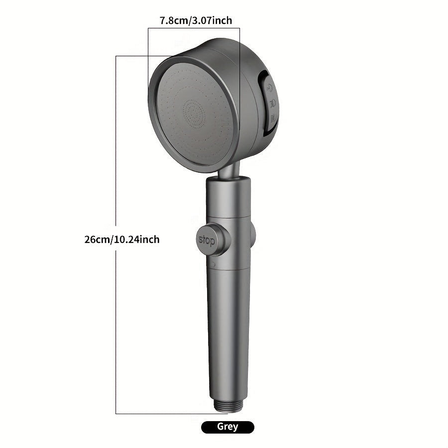 H37 Supercharged Filtered Showerhead - 3-Speed Adjustable, High Pressure, Adjustable Angle Bathroom Shower Head - Silvery, Black, Grey & White (Head Only)