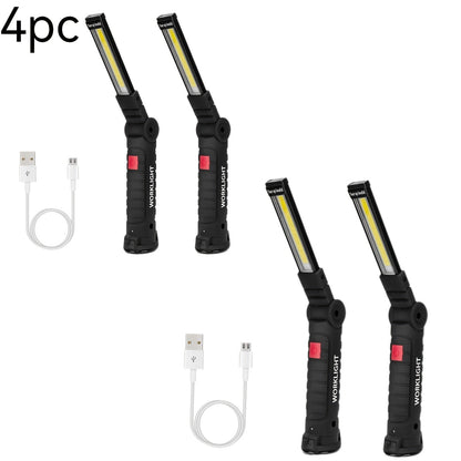 COB LED Rechargeable Work Lights – Portable Hanging Work Lamp with Built-In Battery for Camping, Yard, Party & Vehicle Maintenance, 2/4/6/8/10 Pack Options, Black & Khaki
