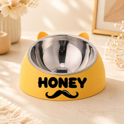 Personalized Stainless Steel Tilted Pet Bowl for Cats and Dogs Custom Name Ergonomic Neck Protection Food Water Bowl Great Gift for Pets Small Medium Large