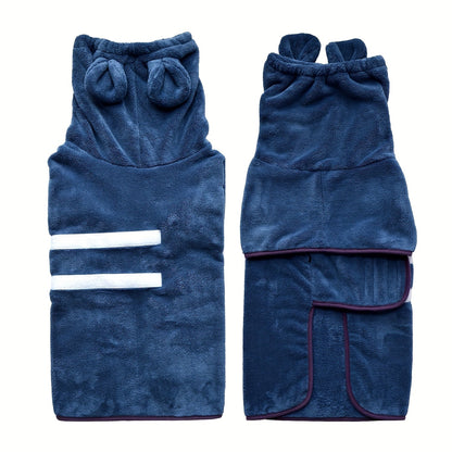 Hooded Dog Bathrobe Super Absorbent Quick-Dry Dog Robe with Hood Cozy Post-Bath Drying Coat Dog Pajamas XS S M L XL XXL 3XL 6 Colors Deep Blue Pink Green Light Blue Orange Grey