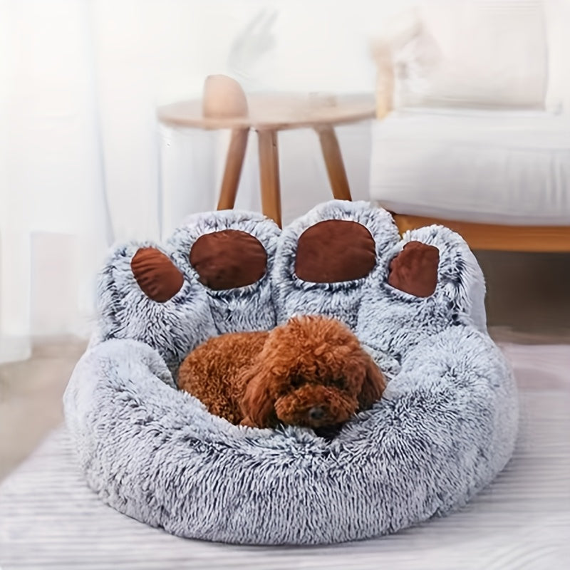 Bear Paw Plush Pet Bed for Dogs & Cats Soft Warm Cartoon Snuggle Bed Padded Sofa Cushion 6 Colors Gray Pink Coffee M L XL XXL XXXL Winter Cozy Dog Bed Cat Bed