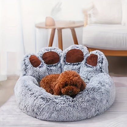 Bear Paw Plush Pet Bed for Dogs & Cats Soft Warm Cartoon Snuggle Bed Padded Sofa Cushion 6 Colors Gray Pink Coffee M L XL XXL XXXL Winter Cozy Dog Bed Cat Bed