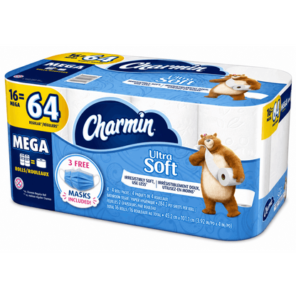 Charmin Ultra Soft Mega Roll Toilet Paper - 16 Rolls Per Pack, Soft & Strong, Value Bulk Pack for Home Bathroom