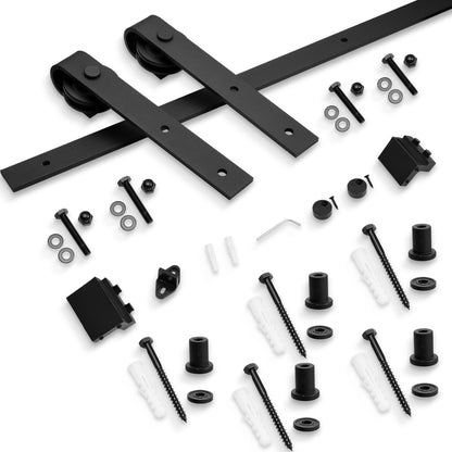 Sliding Barn Door Hardware Kit 6.6 FT Heavy Duty Carbon Steel Track – Quiet Gliding Complete Kit for Single Wood Doors 36"-40" Wide