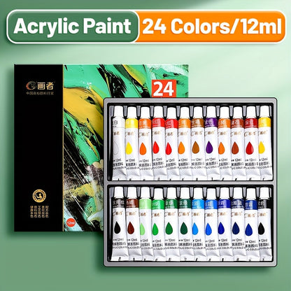 Acrylic Paint Set 12 18 24 or 36 Colors – Fade-Resistant Non-Toxic Tubes for Canvas Wood Rock Fabric Ceramics Clothing Wall Art – Beginner & Professional Artist Supplies