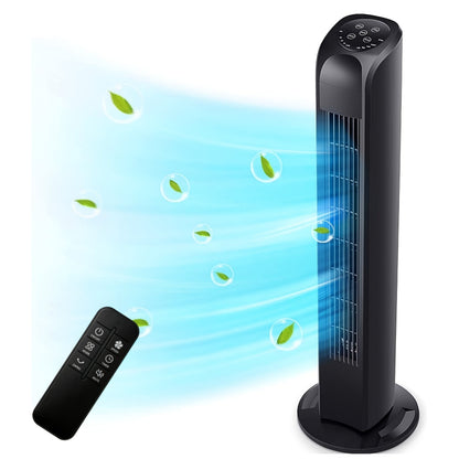 31" Quiet Tower Fan with Remote Control & 80° Oscillation - 3 Speeds, 7.5H Timer, Bladeless Standing Fan for Bedroom Living Room Office, Energy Efficient, Slim Design - 4 Colors