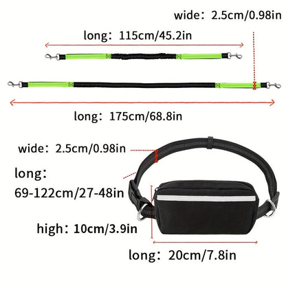 2-in-1 Dog Walking Waist Bag with Built-In Leash Holder – Multifunctional Adjustable Hands-Free Dog Walk Fanny Pack for Treats, Phone & Essentials, One Size, 9 Colors