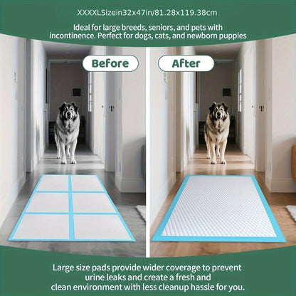 XXXL Dog Pee Pads Extra Large 8-Layer Super Absorbent Leak-Proof – Disposable Puppy Potty Pads for Cars Cages Sofas, Multiple Sizes 31x47 32x36 57x31 Inches