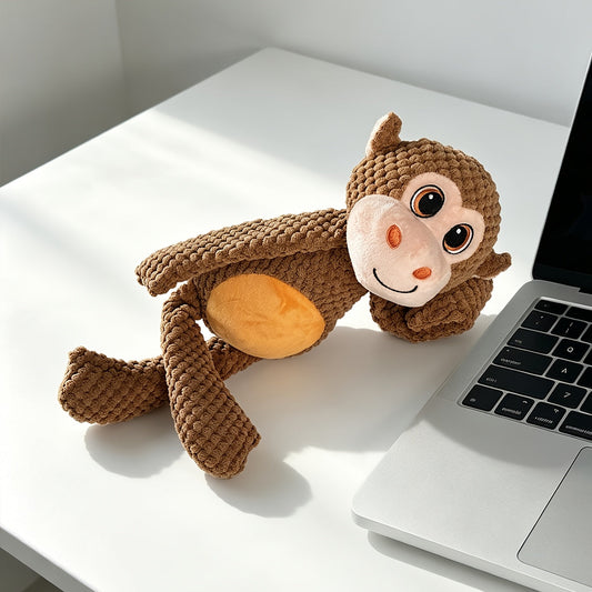 Extra Large Pet Squeaky Plush Toy for Dogs & Cats – Double-Layer Tear-Resistant Cartoon Monkey Interactive Chew Toy, Crinkle Stuffed Animal No Battery Required