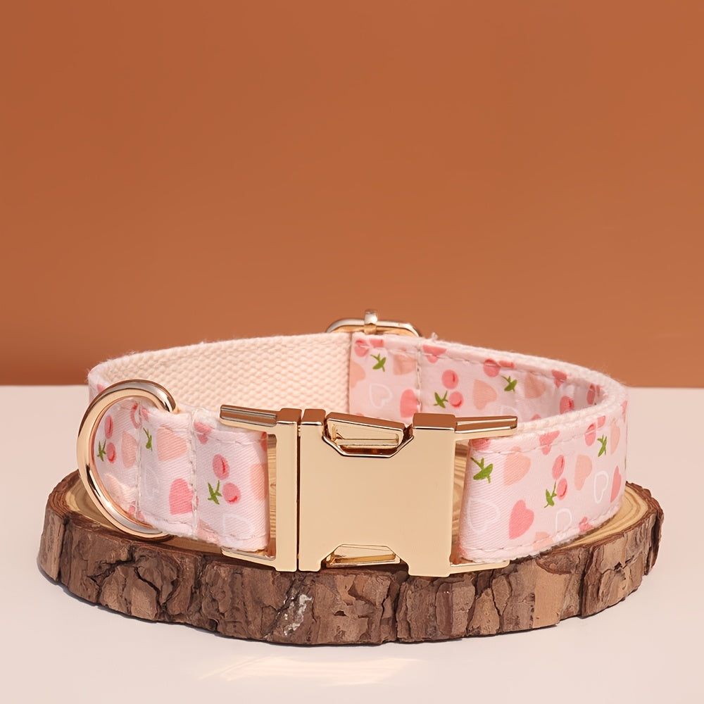 Personalized Dog Collar with ID Tag - Customizable Anti-Lost Pet Collar in 21 Styles, Adjustable XS to XL for Small Medium Large Dogs, Plaid Floral Dot Patterns, Engraved Contact Information