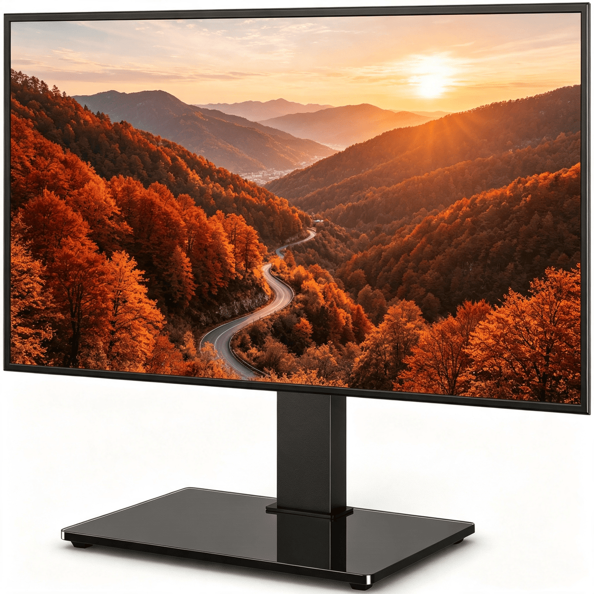 TV Stand for 34-70 Inch TVs Adjustable Height No Drilling – Flat Panel Curved Screen Floor TV Mount Stand for Living Room Bedroom Office