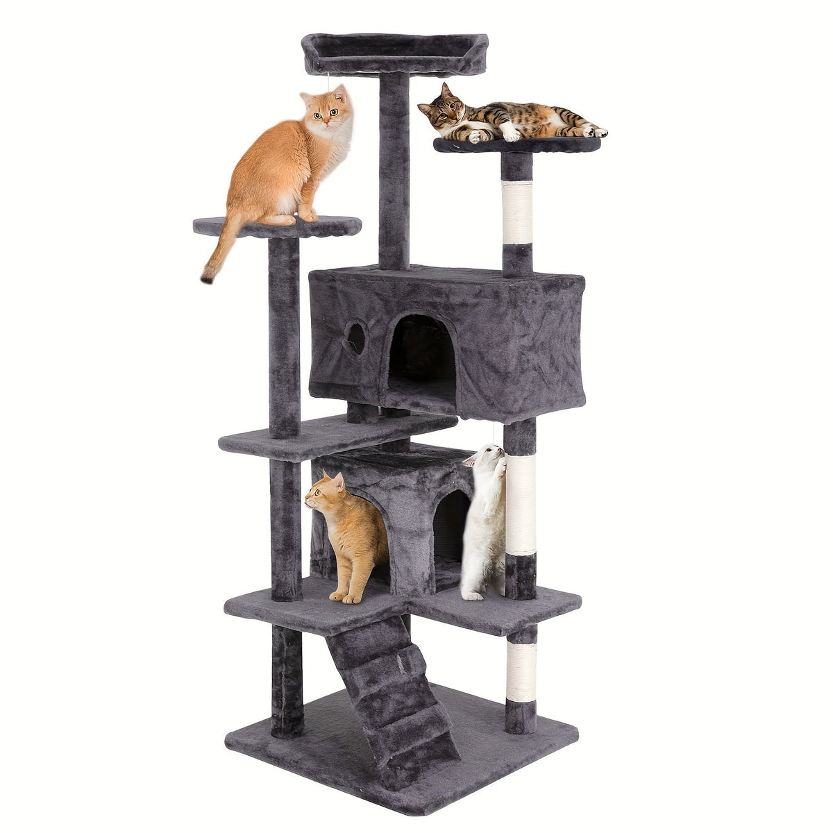 Multi-Level Cat Tree Tower with Scratching Post – Indoor Kitten Activity Center Playhouse, Easy to Assemble, Available in 22"/54"/60"/70" Heights & 7 Colors, Perfect Cat Gift