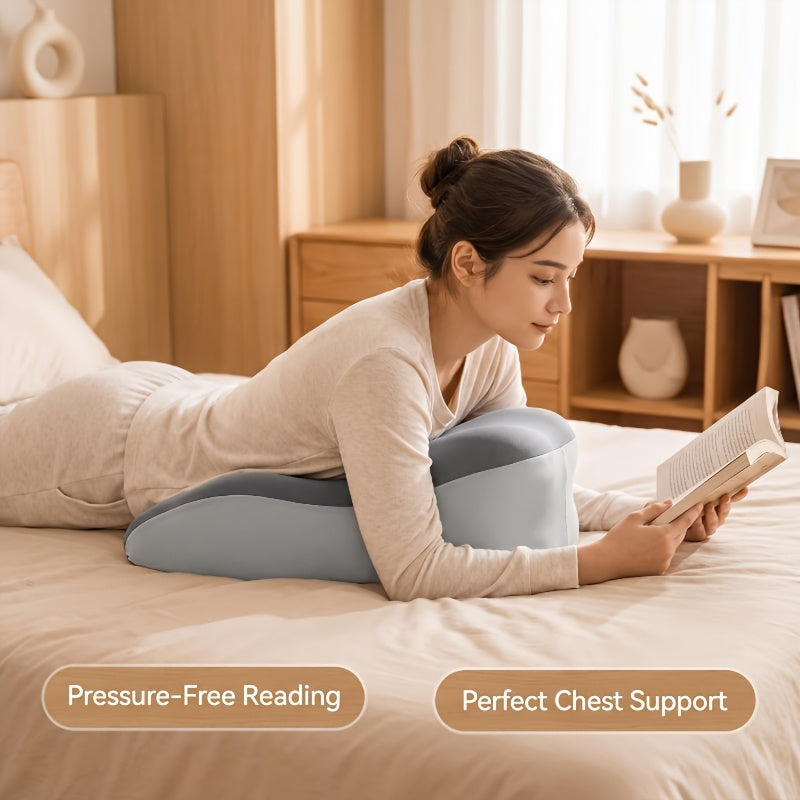 Upgraded Ergonomic Wavy Bolster Pillow – Soft & Skin-Friendly, Neck Support for Reading in Bed, Stomach Sleeping & Relaxation, High-Density Durable Cushion, Gray – Nova Mart